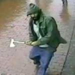 A man with hatchet iis shown from surveillance video provided by the New York Police Department.