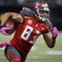 Tampa Bay Buccaneers wide receiver Vincent Jackson (83) in the second half of an NFL football game against the New Orleans Saints in New Orleans, Sunday, Oct. 5, 2014. (AP Photo/Bill Haber)