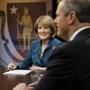 Martha Coakley and Charlie Baker met in a debate in Boston a week before the election.