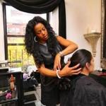 Shellee Mendes, owner of Salon Monet on Newbury Street in Boston, styled a client?s hair.