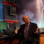 WCVB-TV chief meteorologist Harvey Leonard in his office. 