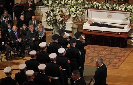 Former Boston mayor Thomas Menino was lying in state at Faneuil Hall.
