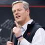 Charlie Baker spoke during a campaign stop at The Base in Boston on Sunday.