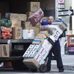 A worker as he unloaded groceries in Washington, D.C. 