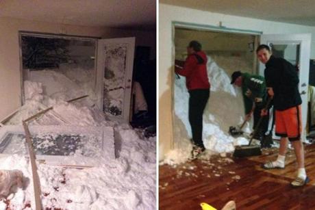 New York residents dug themselves out after a Cheektowaga, N.Y., home was buried in snow.
