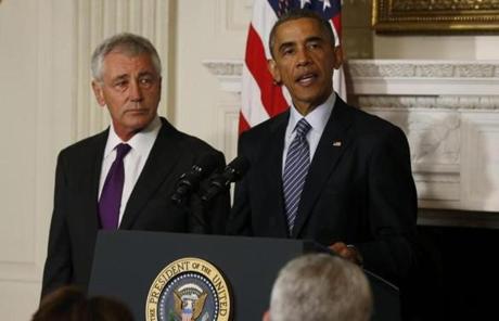President Barack Obama announced the resignation of Defense Secretary Chuck Hagel.
