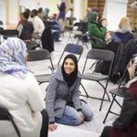 Nancy Khalil of Cambridge led a group during a forum on the Islamic Society of Boston?s search for an imam.