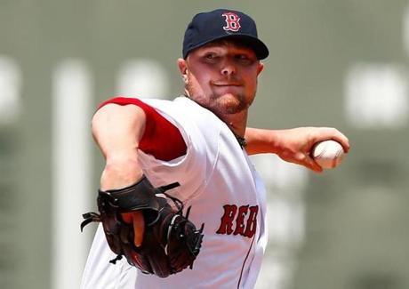 BOSTON, MA - JUNE 01: Jon Lester #31 of the Boston Red Sox pitches against the Tampa Bay Rays during the game at Fenway Park on June 1, 2014 in Boston, Massachusetts. (Photo by Jared Wickerham/Getty Images)
