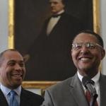 Governor Deval Patrick appeared with Justice Roderick Ireland after he was confirmed as the new Chief Justice of the Massachusetts Supreme Court in December 2010.