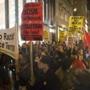 Protesters marched through Midtown Manhattan Tuesday.