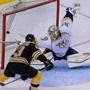 Brad Marchand scored against Predators? goalie Carter Hutton in the second period to put Boston ahead 4-2.