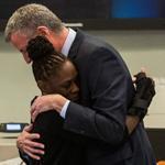 New York Mayor Bill de Blasio and his wife, Chirlane McCray, hugged after observing a moment of silence on Tuesday.