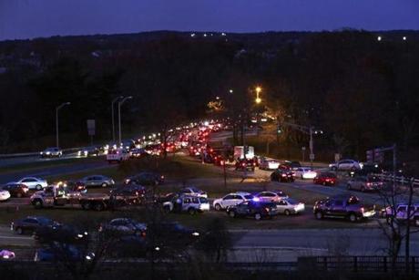 Traffic leaving and entering Cambridge near the intersection of Alewife Brook Parkway and Route 2 routinely creates logjams, as seen in this late November tie-up.
More than 1,000 new luxury apartments were built around the Alewife T station in 2014. Another 1,500 high-end units are slated for West Cambridge in 2015.
