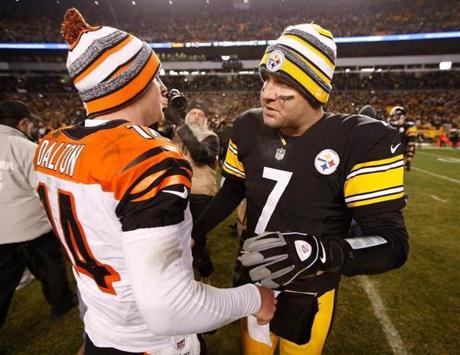 Andy Dalton and the Bengals open the postseason against the Colts while Ben Roethlisgerger and the Steelers host the Ravens.
