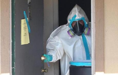 A worker sanitized the apartment where Ebola patient Thomas Duncan lived before being admitted to a Dallas hospital.
