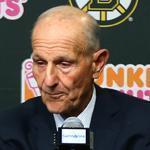Boston Ma 05/20/2014 Principle Charlie Jacobs (cq) left his father Owner Jeremy Jacobs (cq) middle and Boston Bruins President Cam Neely (cq) right at a morning Press Conference at the TD Garden.. Globe Staff/Photographer Jonathan Wiggs Topic: Reporter:
