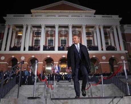 Deval Patrick exited the State House on his last full day as governor.

