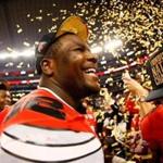 Ohio State quarterback Cardale Jones celebrated after defeating the Oregon Ducks in the College Football Playoff National Championship Game.