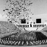 The opening ceremonies at the Coliseum in Los Angeles for the XXIII Olympiad in 1984.  Security costs for the most recent summer games, in 2012 in London, totaled $1.6 billion.