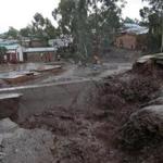 Flood damage on the outskirts of Blantyre, Malawi on Monday.
