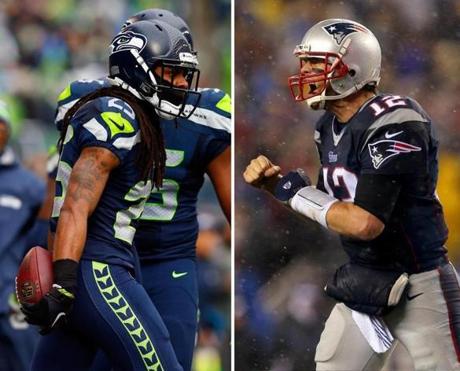 The last time the Seahawks and the Patriots met, Richard Sherman (left) picked off Tom Brady once.
