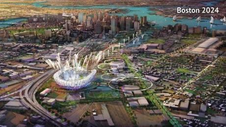 A view of the proposed Olympic Stadium in Boston in an image made available by the organizing group.
