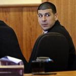 Aaron Hernandez looked back towards the gallery during the pre-trial motion hearing in the Superior Court in Fall River.
