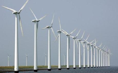 Wind turbines in Dronten, the Netherlands.
