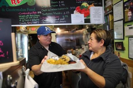 Tacqueria Casa Real owner Ricky Reyes, with his mother, Elena, said it is hard to keep taco prices low.
Ricky Reyes, with his mother, Elena,  says higher ingredient costs add up for the 500 beef tacos they prepare per week.
