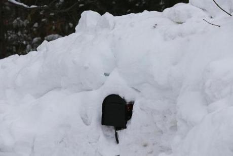 A mailbox was embedded in a snowbank in Hanover.
