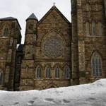 Renovation work is scheduled to begin next month at the Cathedral of the Holy Cross in Boston with the cleaning of the grime-covered exterior.