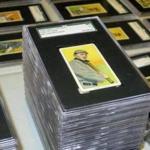 In this Aug. 25, 2014 photo, a 1909 baseball card depicting Ty Cobb is seen at Saco River Auction Co., in Biddeford, Maine. The card is part of a collection of more than 1,400 baseball cards from 1909, 1910 and 1911 that will be auctioned off starting in January 2015. (AP Photo/David Sharp)