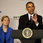 President Obama spoke at AARP headquarters, with Senator Elizabeth Warren attending, in Washington, D.C.