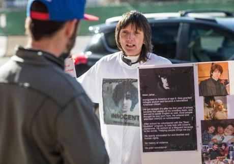 Tsarnaev supporter Diane Ransom of Brockton protested outside the Moakley Courthouse in October. 
