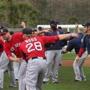 Fort Myers, FL - 02/25/15 - Pitchers and catchers and positional players loosen up on the first day of full squad workouts. Red Sox Spring Training. (Barry Chin/Globe Staff), Section: Sports, Reporter: Peter Abraham, Topic: 25Red Sox, LOID: 8.0.2826364469. 