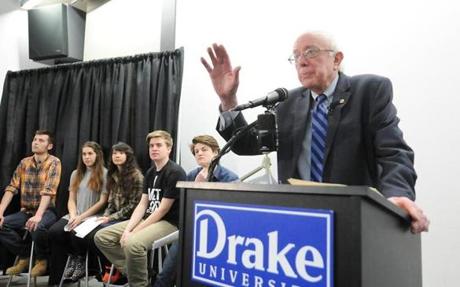  Assessing a presidential run, Senator Bernie Sanders of Vermont visited Drake University in Des Moines during a visit to Iowa.
