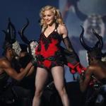 Madonna performed at the 57th annual Grammy Awards. 