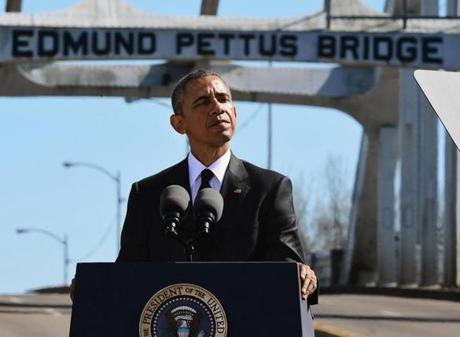 President Obama spoke in Selma, Ala., Saturday, at the site of a civil rights march 50 years ago.
