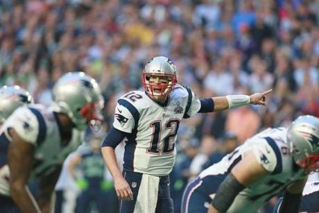 Tom Brady directed the Patriots in the first quarter of Super Bowl XLIX.

