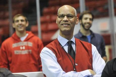 Peter Roby, Northeastern athletic director, at a Northeastern basketball game. Jon Chase for the Boston Globe

