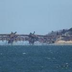 A portion of the Long Island Bridge was demolished today.