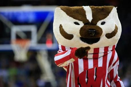 The Wisconsin Badgers? mascot during Sunday?s game against the Oregon Ducks in the third round of March Madness. 
