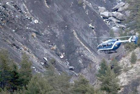Debris was scattered over the area after a Germanwings Airbus 320 crashed in the French Alps.
