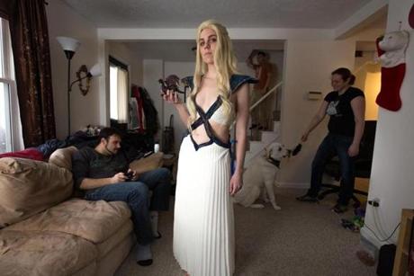 Rhea McCullough posed in her Daenerys Targaryen costume, from Season 4 of ?Game of Thrones,? in her South Grafton apartment.

