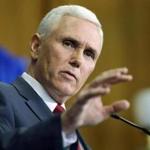 Indiana Governor Mike Pence spoke Tuesday during a news conference in Indianapolis. 