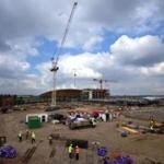  A housing development is rising at London?s Olympic park.