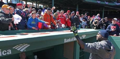 David Ortiz signed some autographs before a game in April last season.
