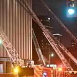 Firefighters battled a blaze on the upper floors of a six-story commercial building at 1543 West Olympic Boulevard, near downtown LA