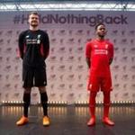 Liverpool players (from left) Martin Skrtel, Simon Mignolet, Raheem Sterling, and Daniel Sturridge modeled the team?s new uniforms from New Balance.