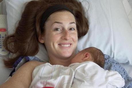 Heather Wood with her newborn son, Wesley, in August 2014.
